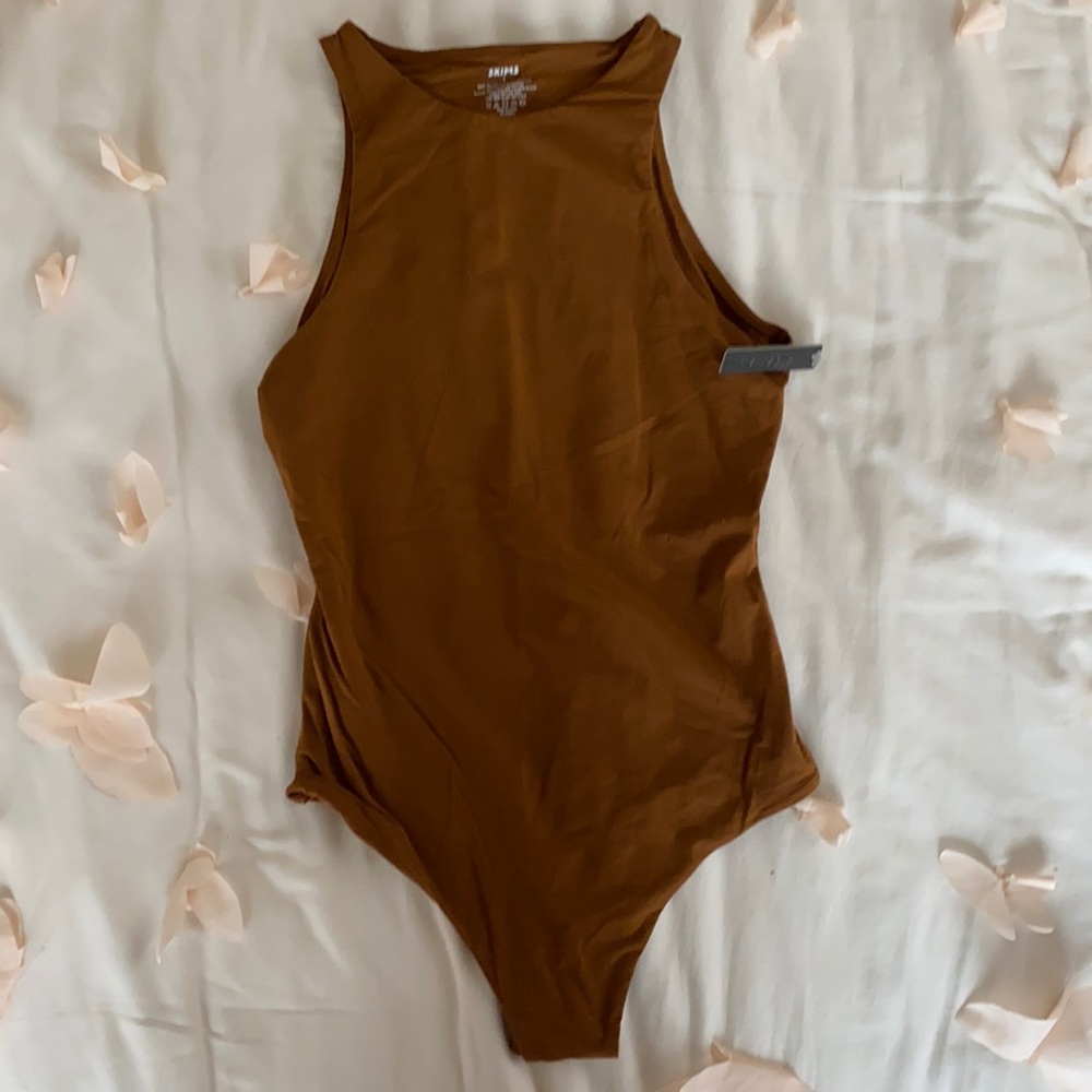 SKIMS Brown High Neck Bodysuit